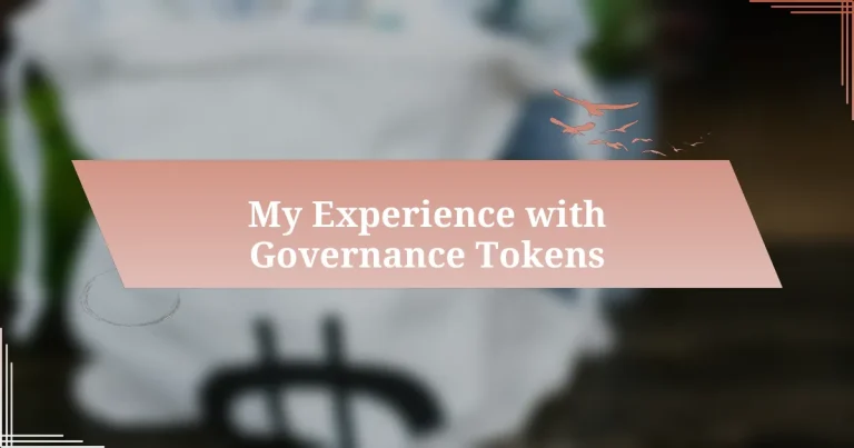 My Experience with Governance Tokens