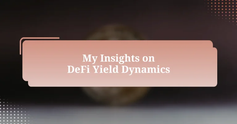 My Insights on DeFi Yield Dynamics