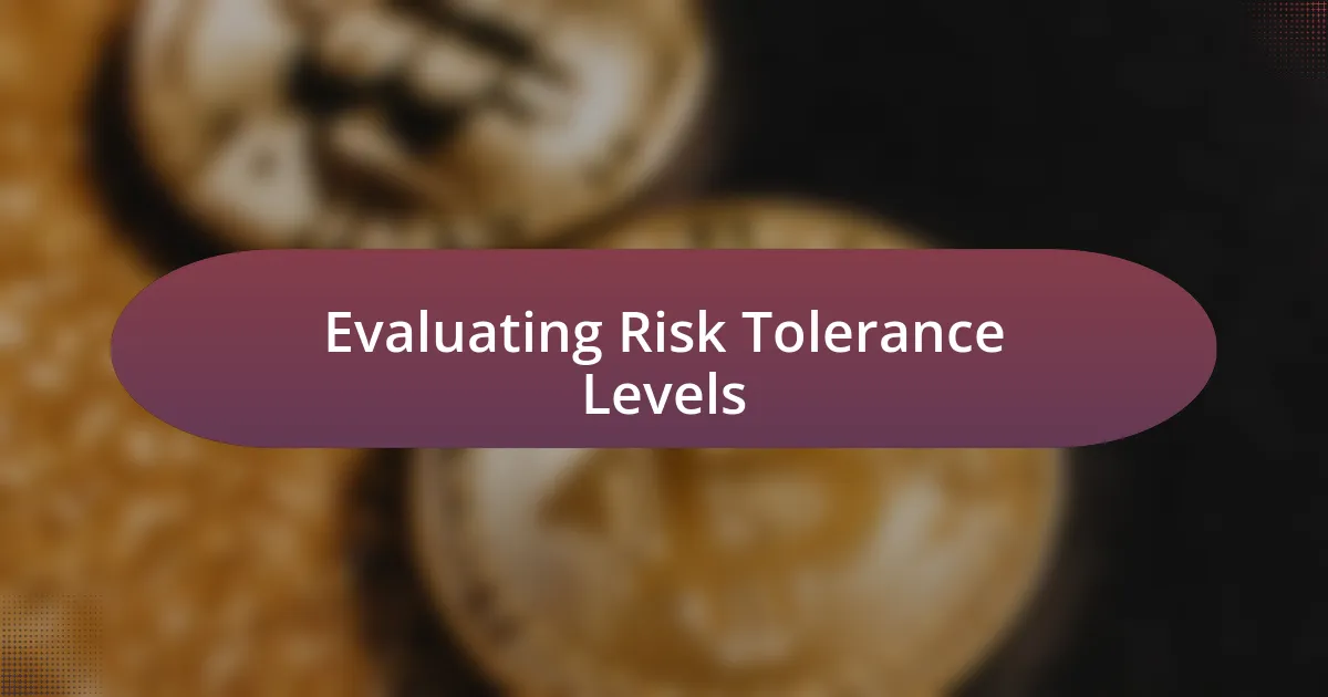 Evaluating Risk Tolerance Levels