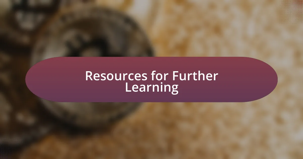 Resources for Further Learning